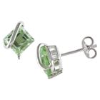 Target 2.24 Ct. T.w. Square Shaped Green Amethyst Pin Earrings In Sterling Silver - Green, Pale Green
