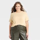 Women's Plus Size Short Sleeve Ribbed T-shirt - A New Day Light Yellow