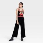 Born Famous Women's Reindeer Ugly Holiday Velour Graphic Jumpsuit - Black