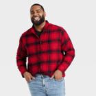 Men's Tall Standard Fit Plaid Lightweight Flannel Long Sleeve Button-down Shirt - Goodfellow & Co Red/black