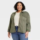 Women's Plus Size Utility Jacket - Knox Rose Olive Green