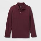 Boys' Long Sleeve Interlock Uniform Polo Shirt - Cat & Jack Burgandy
