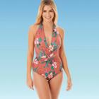 Women's Slimming Control Twist Front Plunge One Piece Swimsuit - Dreamsuit By Miracle Brands Plum 8, Women's,