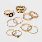 Signet With Starburst And Frozen Chain Ring Set 10pc - Wild Fable Gold