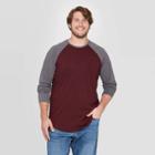 Men's Tall Standard Fit Long Sleeve Baseball T-shirt - Goodfellow & Co Pomegranate Mystery Xlt, Men's, Red