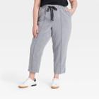 Women's Plus Size Pull-on Linen Pants - Ava & Viv Black X