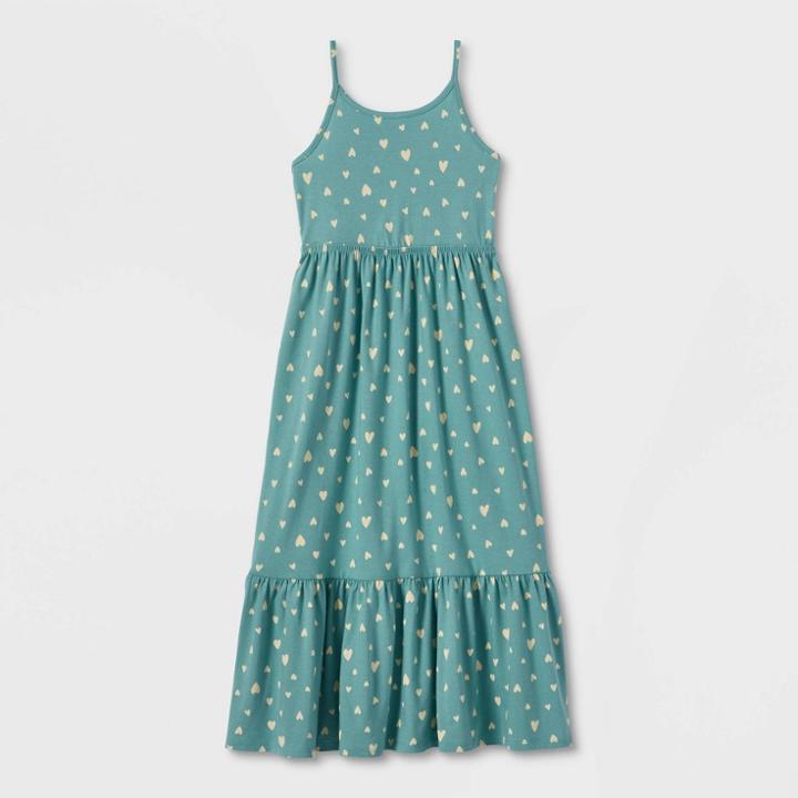 Girls' Tie-back Printed Maxi Dress - Cat & Jack Ocean Green