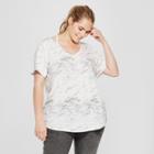 Women's Plus Size Short Sleeve Marble Clavicle Strappy T-shirt - Grayson Threads (juniors') White