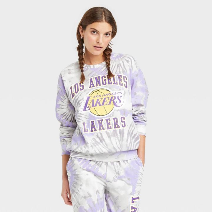 Women's Nba La Lakers Graphic Sweatshirt - Purple Tie-dye