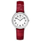 Women's Timex Easy Reader Watch With Leather Strap - Silver/red Tw2p68700jt