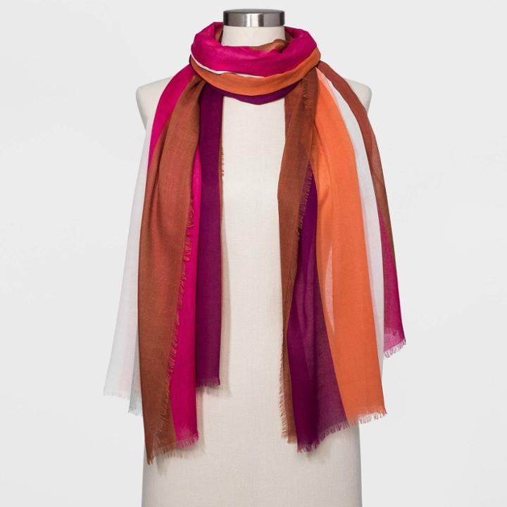 Women's Striped Oblong Scarf - A New Day Brown, Women's,