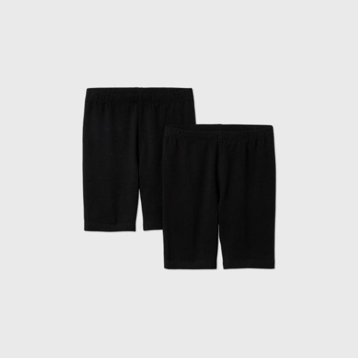 Girls' Adaptive 2pk Mid-length Bike Shorts - Cat & Jack Black