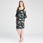 Maternity Floral Print Cold Shoulder Shift Dress - Expected By Lilac Olive Xl, Infant Girl's, Green