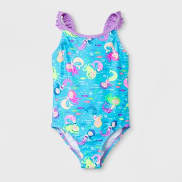 Freestyle Swim Freestyle Girls' Swimmingly Mermaid One Piece Swimsuit - Blue