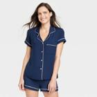 Women's Beautifully Soft Notch Collar Pajama Set - Stars Above Navy Blue