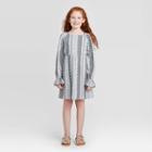 Girls' Long Sleeve Square Neck Dress - Art Class Green S, Girl's,