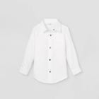 Toddler Boys' Adaptive Stretch Hidden Snap Long Sleeve Uniform Shirt - Cat & Jack White