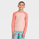 Boys' Long Sleeve Rash Guard Swim Shirt - Cat & Jack Coral Red
