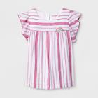 Girls' Short Sleeve Stripe Ruffle Top - Cat & Jack Pink