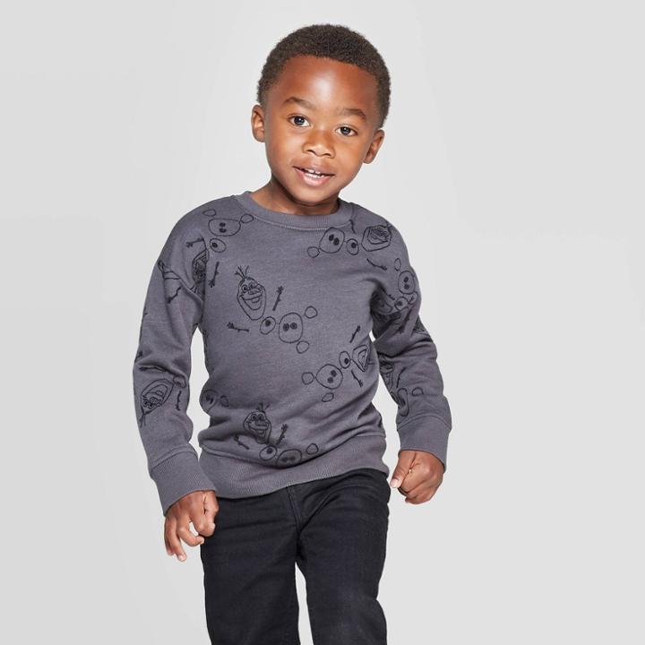 Disney Toddler Boys' Frozen Olaf Embroidery Sweatshirt - Black 5t, Boy's, Brown