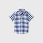 Toddler Boys' Short Sleeve Gingham Check Woven Button-down Shirt - Cat & Jack Blue