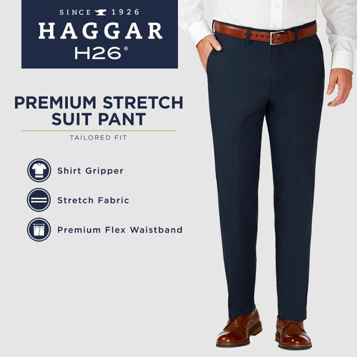 Haggar H26 Men's Tailored Fit Premium Stretch Suit Pants - Black