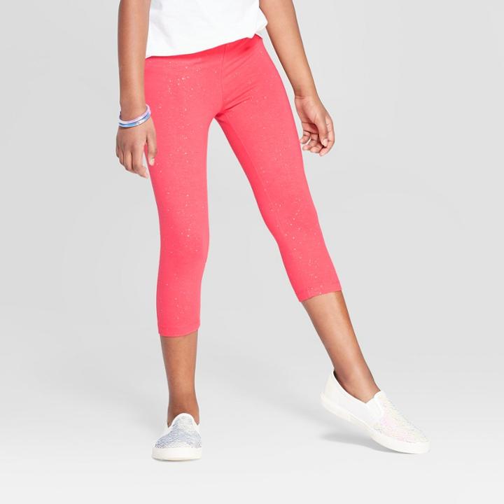 Girls' Capri Sparkle Leggings - Cat & Jack Coral