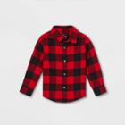 Toddler Boys' Adaptive Buffalo Plaid Button-down Shirt - Cat & Jack Black/red