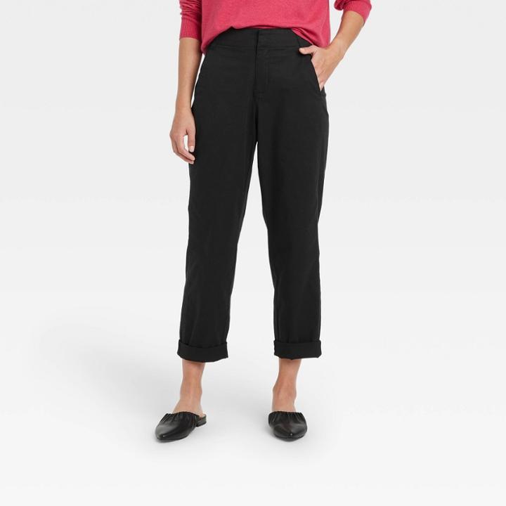 Women's High-rise Straight Chilled Out Ankle Chino Pants - A New Day Black