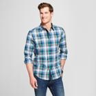 Men's Plaid Long Sleeve Cotton Slub Button-down Shirt - Goodfellow & Co Blue Beam
