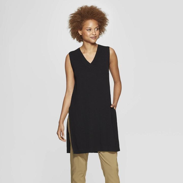 Women's Sleeveless V-neck Pullover Sweater - Prologue Black