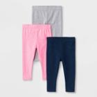 Baby Girls' 3pk Leggings - Cat & Jack Navy/gray/pink Newborn, Girl's