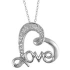 Distributed By Target Women's Sterling Silver Round-cut White Diamond Pave Set Love Heart Pendant - White