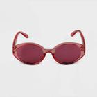 Women's Crystal Oval Sunglasses - A New Day Burgundy, Red