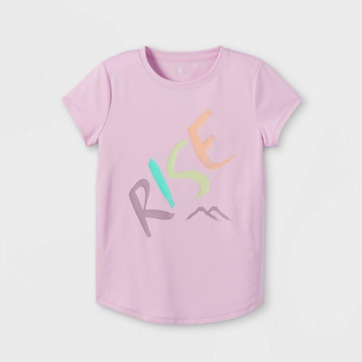 Girls' Short Sleeve 'rise' Graphic T-shirt - All In Motion Lilac Purple
