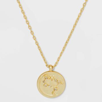 Beloved + Inspired 14k Gold Dipped 'gemini' Disc With Stones Pendant Necklace - Gold