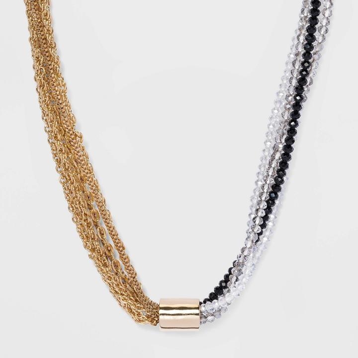 Beaded Tube Chain Necklace - A New Day Hematite