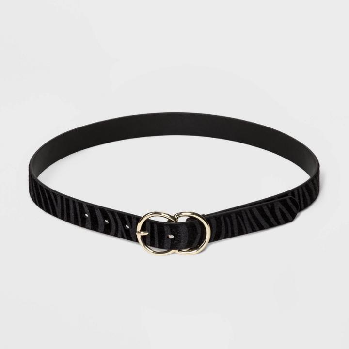 Women's Double Buckle Belt - A New Day Tiger Black