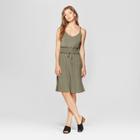 Women's Sleeveless Smocked Lace-up Waist Dress - Spenser Jeremy - Green