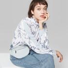 Women's Floral Print Quarter Zip Pullover - Wild Fable White/blue