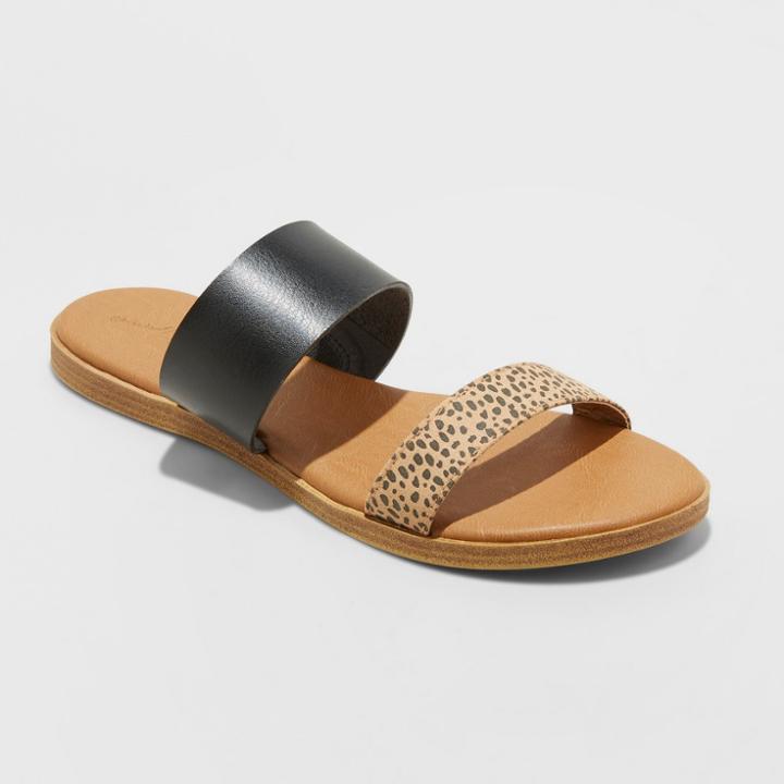Women's Torri Two Brand Leopard Sandals - Universal Thread Black