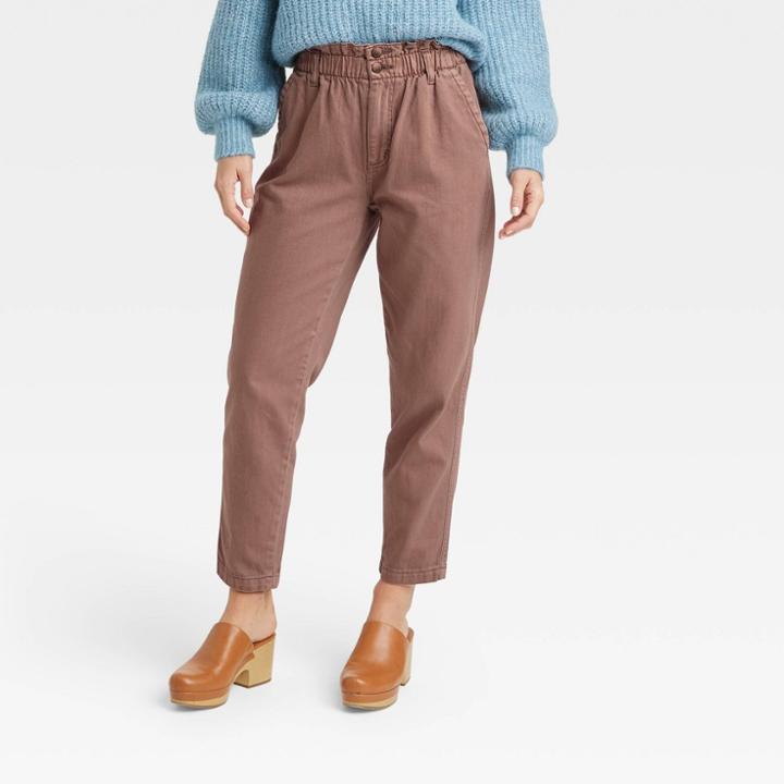 Women's High-rise Paperbag Tapered Jeans - Universal Thread Brown