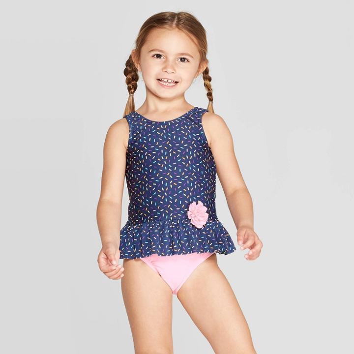 Toddler Girls' Sprinkles Tankini - Cat & Jack Navy