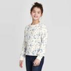 Frozen Girls' Disney Elsa Anna Floral Crew Sweatshirt - White Xs, Girl's, Beige