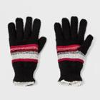 Isotoner Women's Polka Dot Recycled Yarn Fleece Lined Patterned Gloves - Black