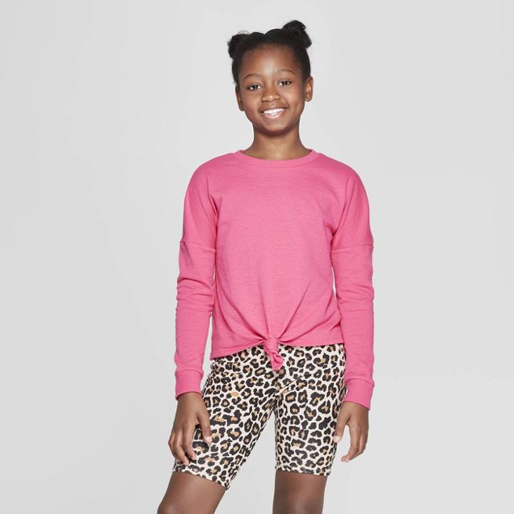 Girls' Tie Front Sweatshirt - Art Class Pink