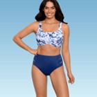 Women's Slimming Control Wrap-front Bikini Top - Beach Betty By Miracle Brands Blue