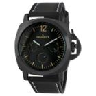 Peugeot Watches Peugeot Men's Multi-function Sport Watch Leather Watch - Black, Jet Black