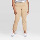 Women's Plus Size Straight Leg Chino Pants - Ava & Viv Khaki (green)