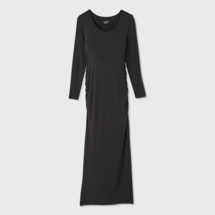 Long Sleeve Fitted Maternity Dress - Isabel Maternity By Ingrid & Isabel Black